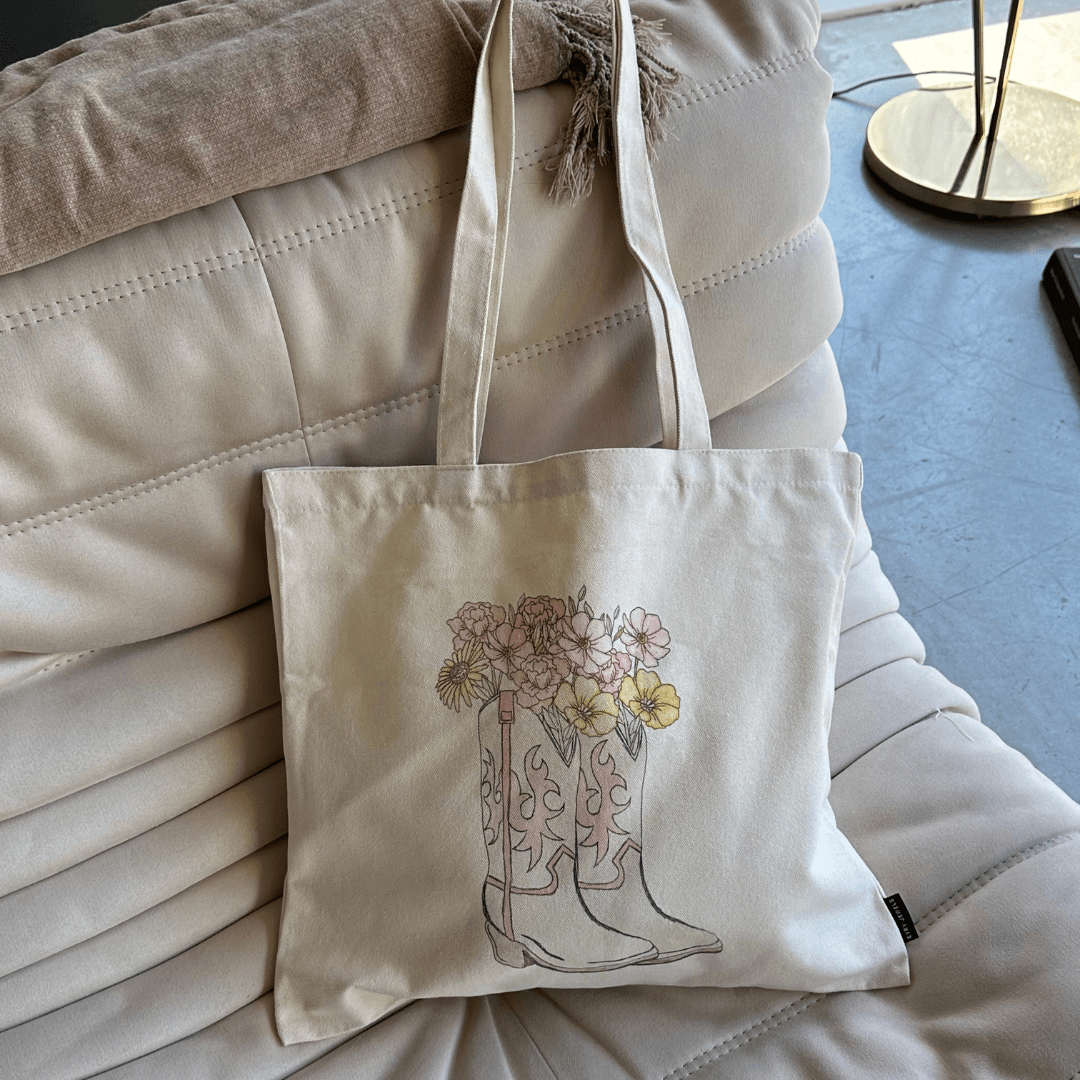 Boots 'n Flowers Tote Bag - EVRYJEWELS