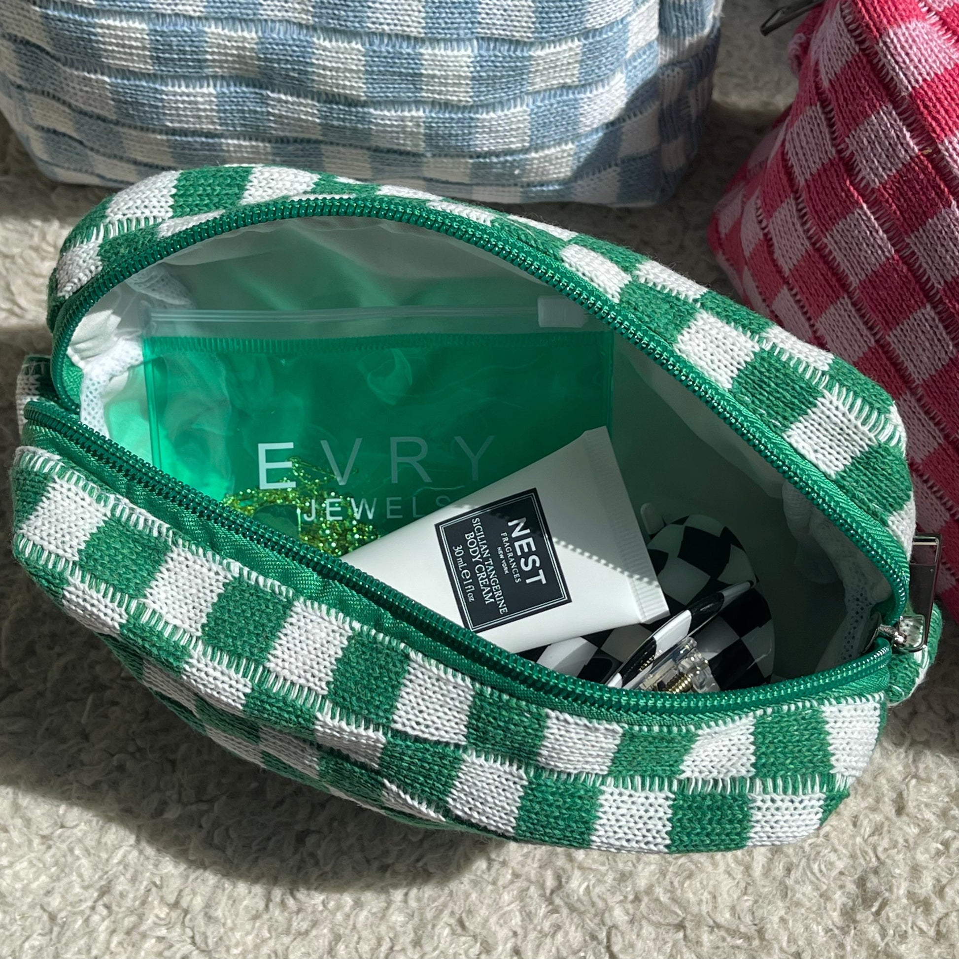 Checkered Toiletry Bag - EVRYJEWELS