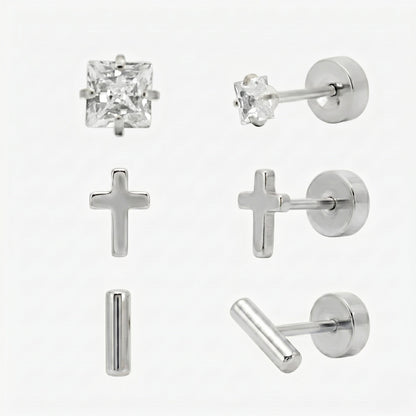 Simply Yours Flat Back Earrings 3 Piece Set - EVRYJEWELS